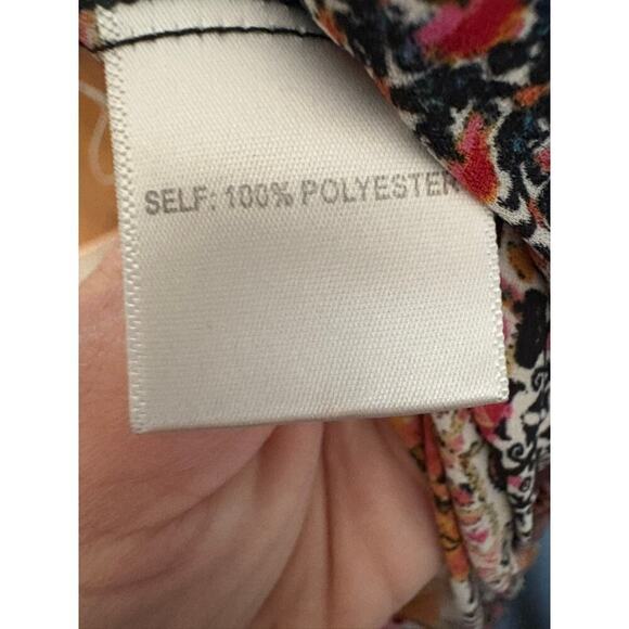 Rose + Olive Boho Patchwork Tie Neck Blouse - M - Picture 3 of 5